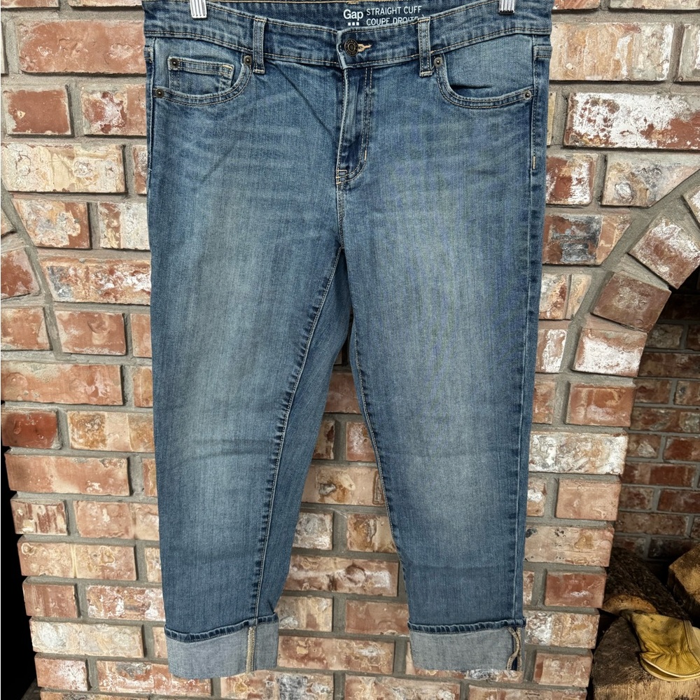 GAP Women's Blue Wide Cuff Straight Cut Jeans - Ankle/Capri Length - Sz 10